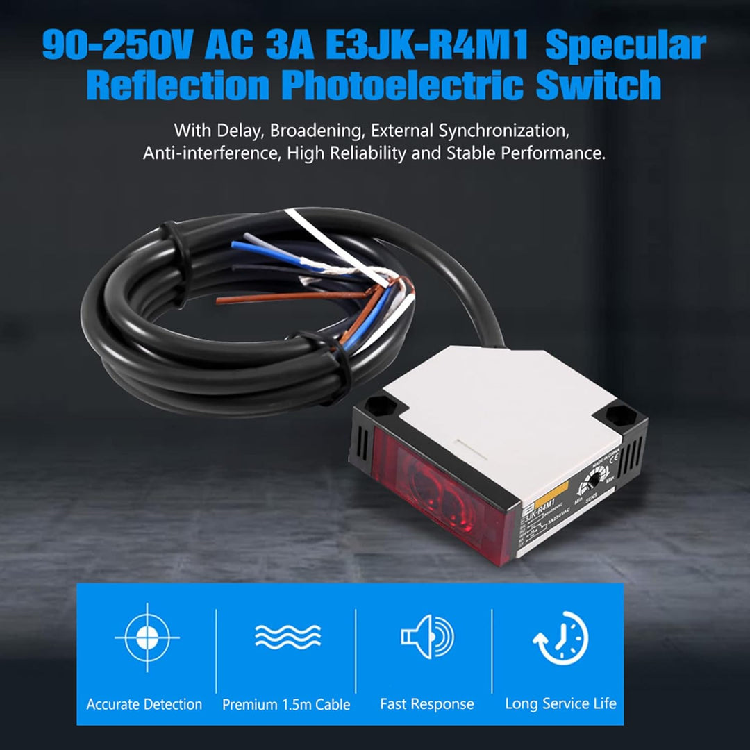 AC 90-250VAC 3A Lichtschrankensensor E3JK-R4M1 Reflektierender Näherungsschalter Spiegelreflexion In