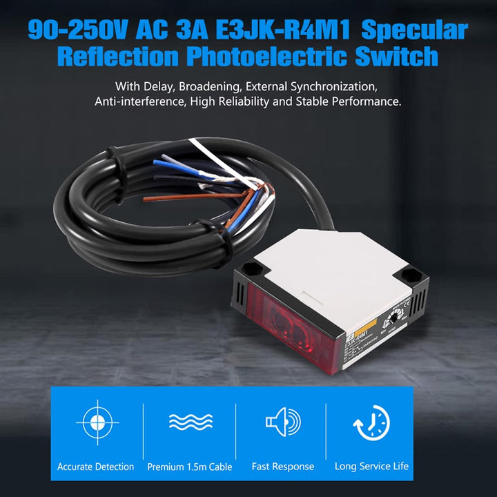 AC 90-250VAC 3A Lichtschrankensensor E3JK-R4M1 Reflektierender Näherungsschalter Spiegelreflexion In