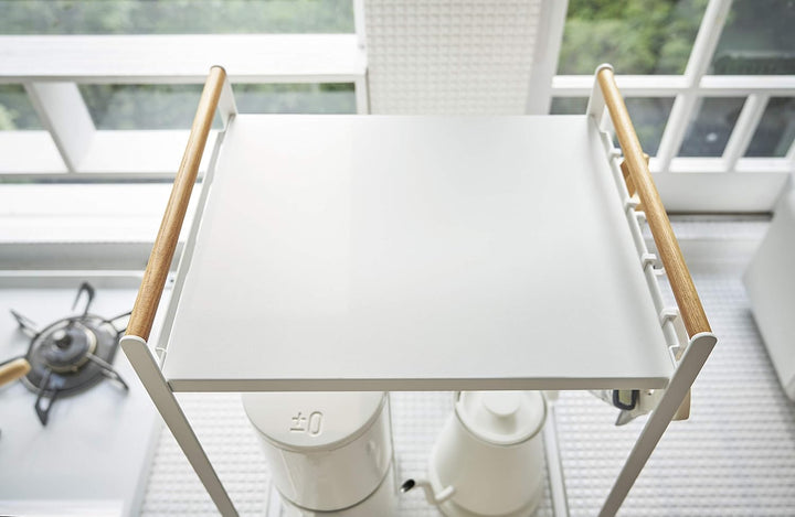 Yamazaki 3613 Tosca Allzweckregal, weiss, Stahl/Holz, Minimalistisches Design