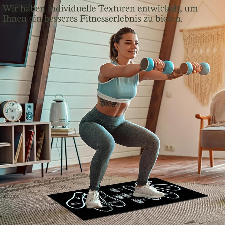 Rutschfeste Kniebeugenmatte mit Fusspositionierung, Sportzubehör für das Heimtraining, rutschfestes