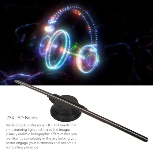 3D Hologramm Fan, 16,9 Zoll 3D Hologramm Projektor Werbedisplay mit 234 LED Perlen, WiFi Bluetooth 3