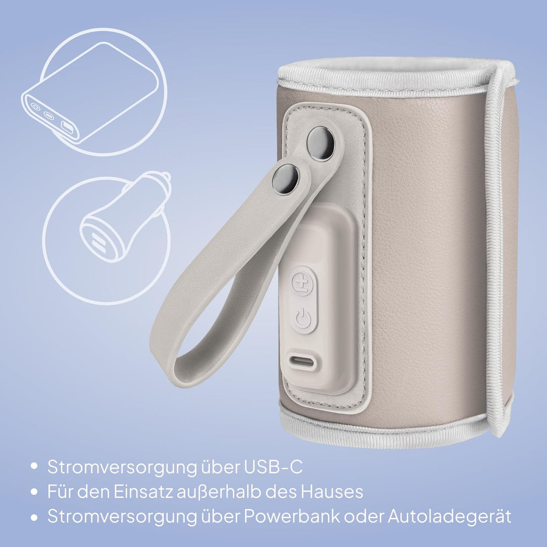 LIONELO Thermup Go Tragbarer Babyflaschenwärmer USB-C, Flaschenwärmer Unterwegs & Auto, 24h Warmhalt
