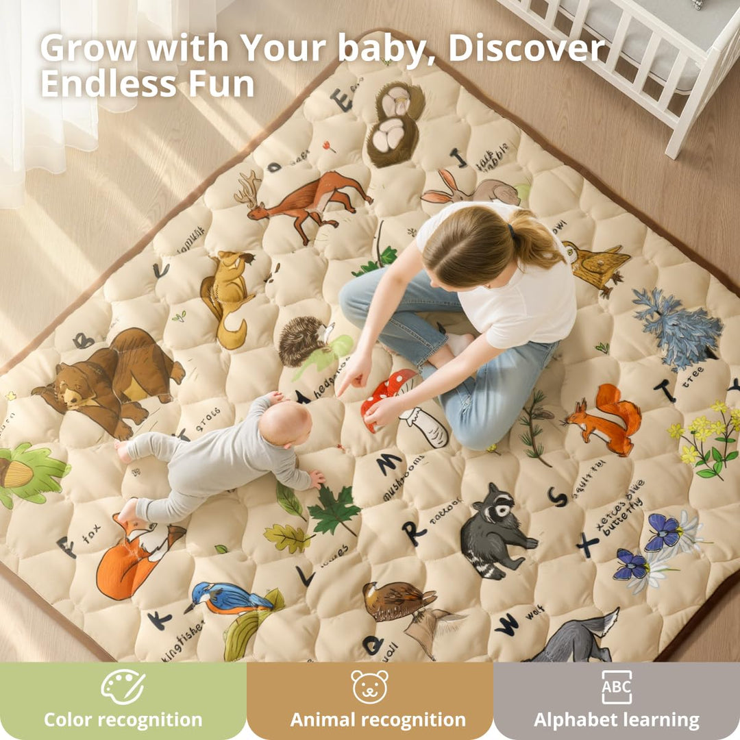 COMOMY Krabbelmatte Baby 127x127 cm, Extra Dicke und Weiche Spielmatte Faltbar, Rutschfeste Schadsto