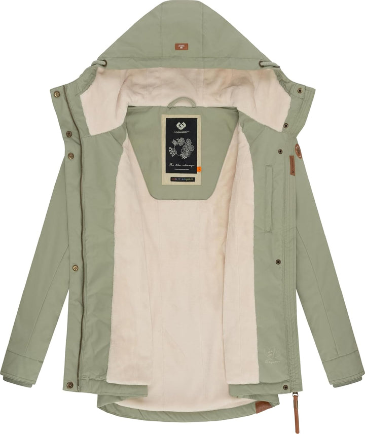 Ragwear Damen warme Winterjacke kurz mit Kapuze Monade XS-6XL M Dusty Olive24, M Dusty Olive24