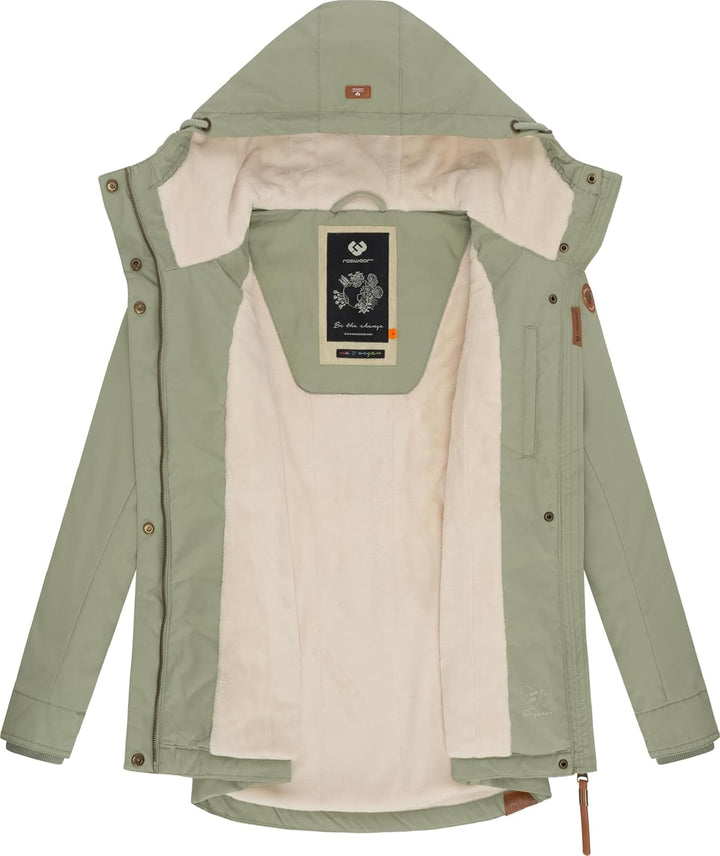 Ragwear Damen warme Winterjacke kurz mit Kapuze Monade XS-6XL L Dusty Olive24, L Dusty Olive24