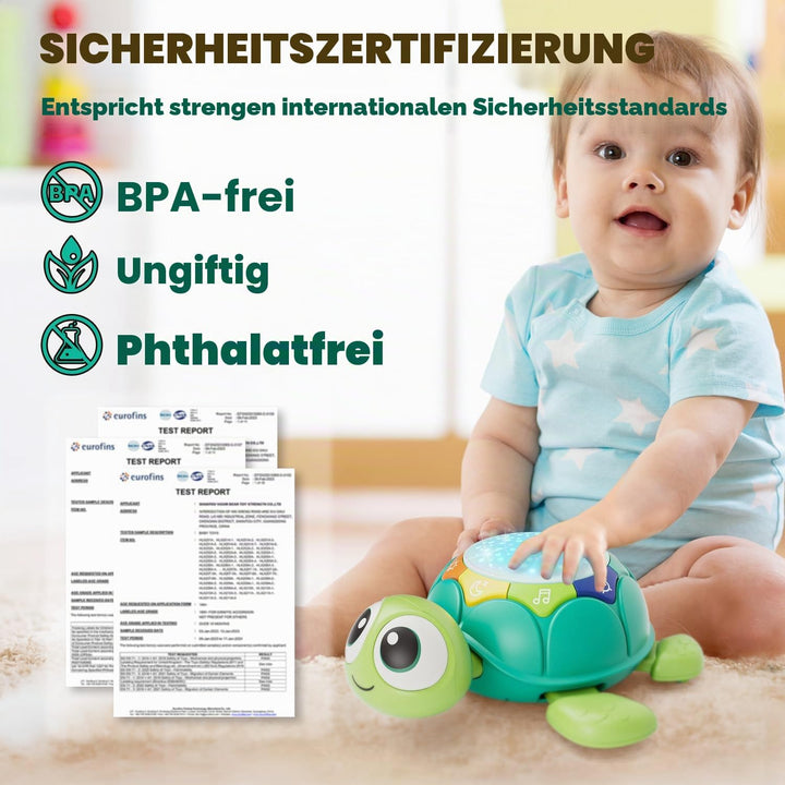 Lehoo Castle Baby Krabbel Spielzeug ab 3 6 9 Monate, Schildkröten Baby Spielzeug mit Musik und Proje