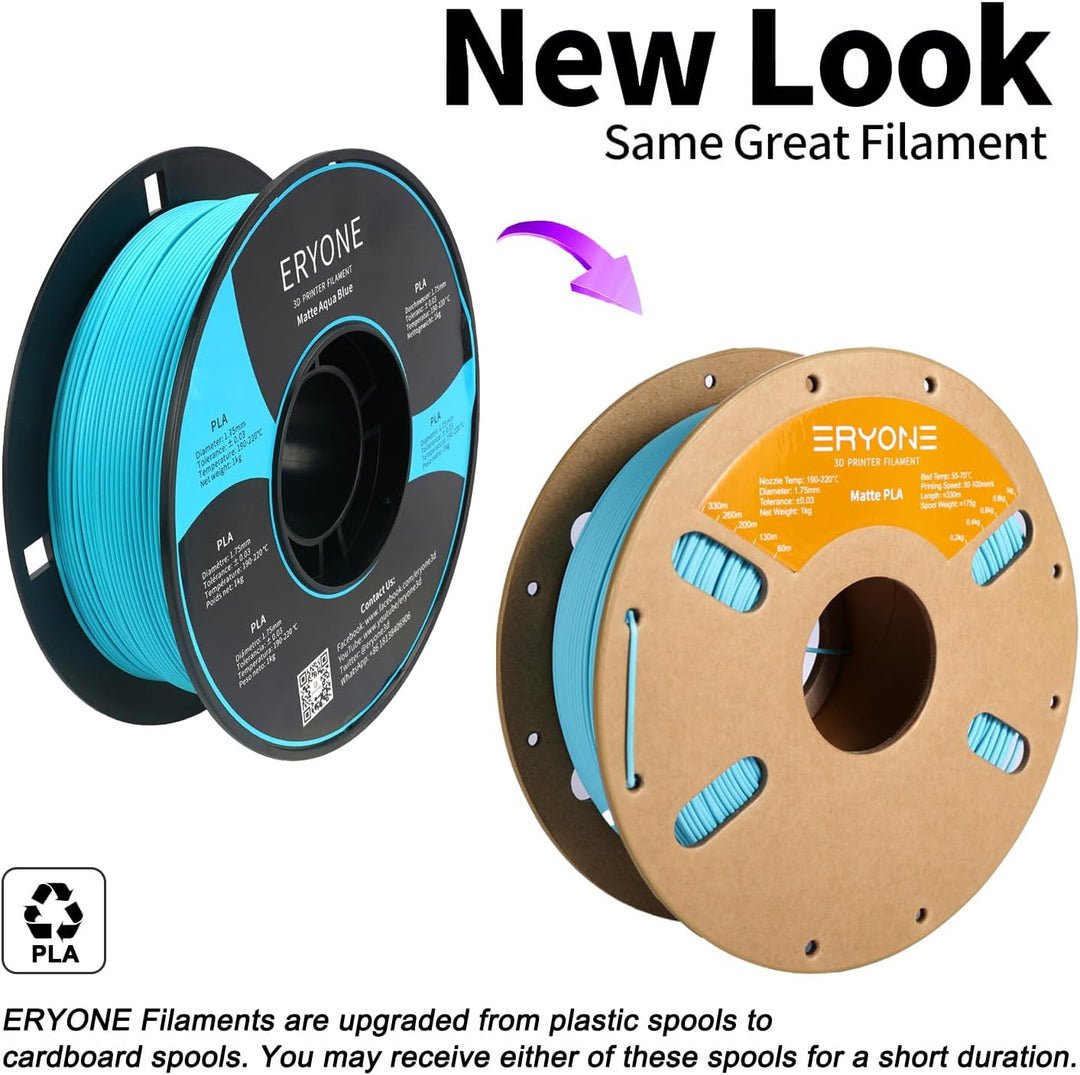ERYONE Matte PLA 3D Drucker Filament 1.75mm, Massgenauigkeit +/- 0.03 mm, 1 kg 1 Spule, Matte Aqua B