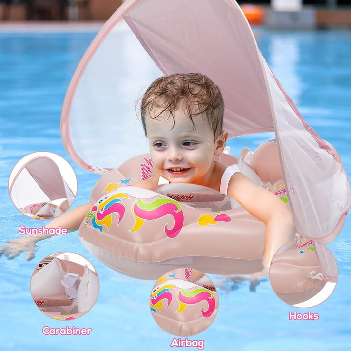 Schwimmring Baby mit Abnehmbarem Sonnendach, Schwimmring mit Sonnendach SPF 50+, Rüsten sie Baby Sch