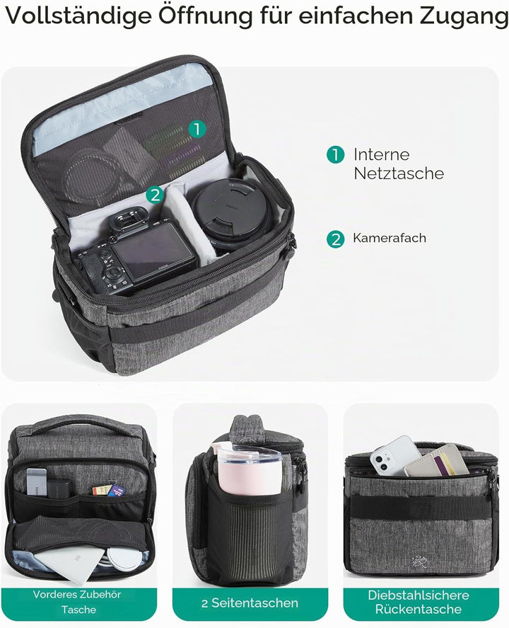 BAGSMART Kameratasche Spiegelreflex DSLR SLR Fototasche Spiegelreflexkamera Systemkamera Objektive Z