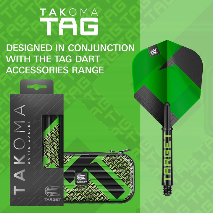 Target Darts Takoma Tag Darts Wallet, Standardgrösse, Grün | Dart Tasche für insgesamt 3 Darts | Eva