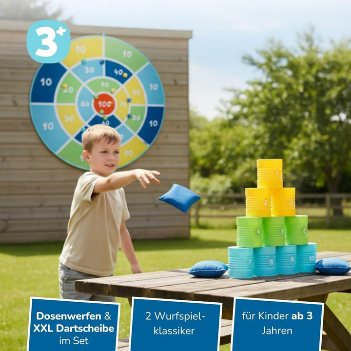 alldoro XXL Dart-Scheibe & Dosenwerfen Set XXL Dart & Dosenwerfen, Set XXL Dart & Dosenwerfen