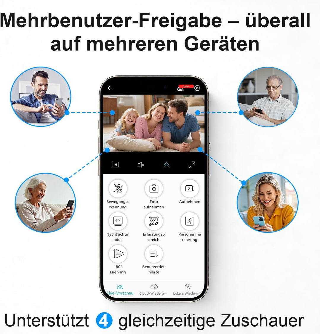 Mini Kamera 4K HD WLAN Kamera - Live Übertragung Handy APP Für WiFi Camera Indoor mit Akku Sicherhei