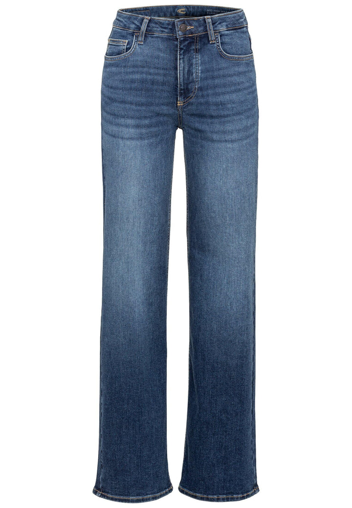 camel active Damen 5-Pocket Jeans mit weiten Hosenbeinen 26W / 32L Blau, 26W / 32L Blau