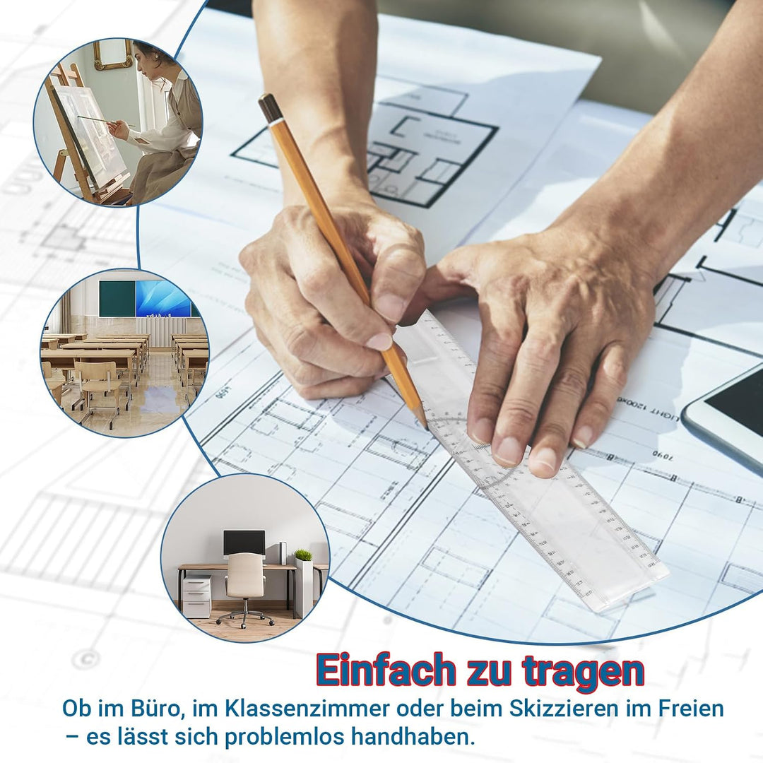 Zeichenbrett DIN A4 Professioneller Zeichenplatte Geo-Board mit Schiebelineal Zeichendreieck Masssta