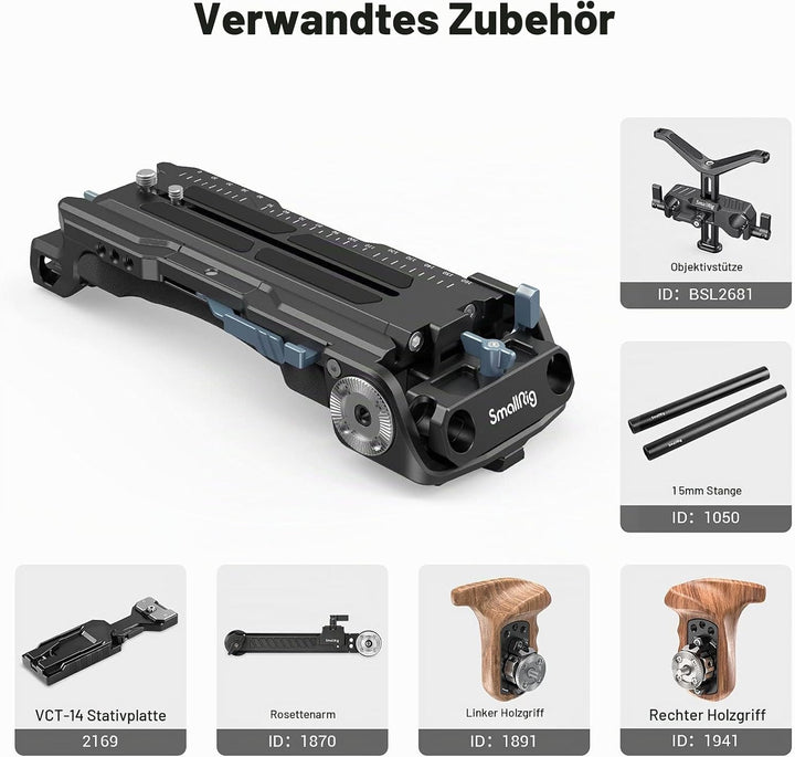 SMALLRIG Schulterplatte mit Schnellverschluss für Sony VCT-14 Stativadapter mit eingebauter Rosetten
