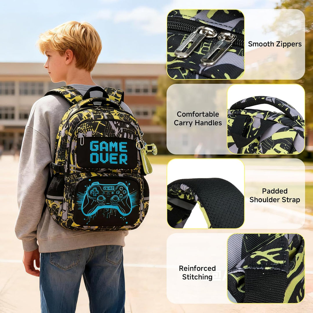 Schulrucksack Jungen Teenager, Schultasche Kinder mit Reflektoren für 3. bis 7. Klasse, Schulranzen