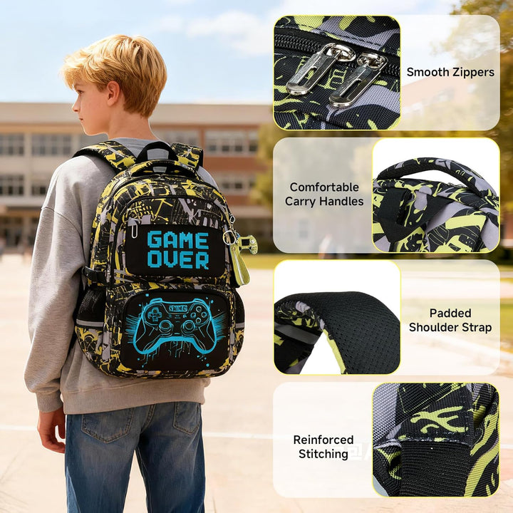 Schulrucksack Jungen Teenager, Schultasche Kinder mit Reflektoren für 3. bis 7. Klasse, Schulranzen