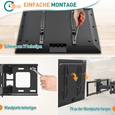 ELIVED Schwenkbare Neigbare TV Wandhalterung für 37-70 Zoll LED, LCD, OLED, Plasma TVs (Flach & Curv