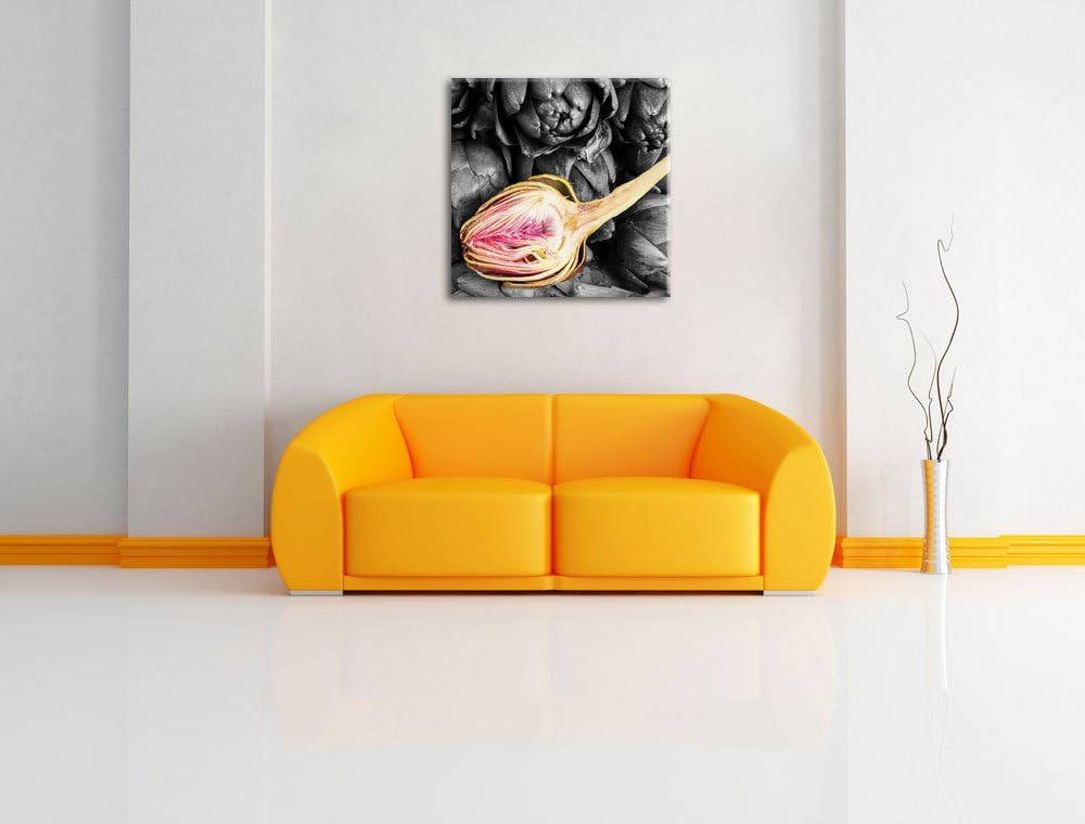 Pixxprint Aufgeschnittene Artischocke als Leinwandbild Quadratisch/Grösse: 70x70 / Wandbild/Kunstdru