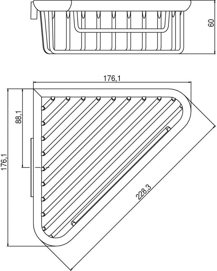 Emco 354500105 Eck-Schwamm, korb System 2 176 x 176 x 60 mm, verchromt, Sonstige, Silberfarben