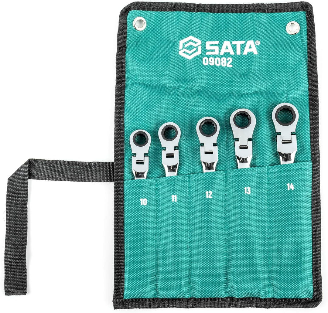 SATA ST09082, Gelenk Ratschen Ringmaulschlüssel, Gelenk Ratschen Gabelringschlüssel, 10-14 mm/70.39-