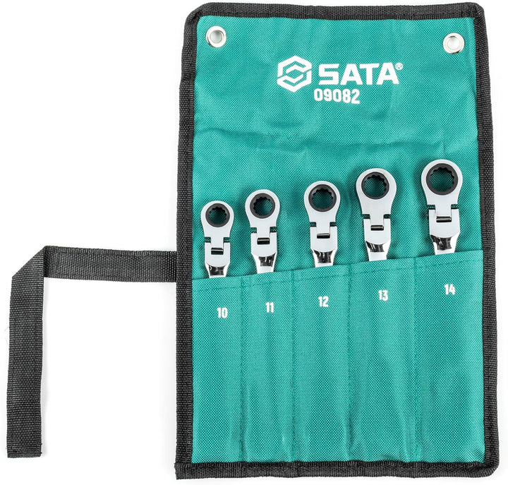 SATA ST09082, Gelenk Ratschen Ringmaulschlüssel, Gelenk Ratschen Gabelringschlüssel, 10-14 mm/70.39-