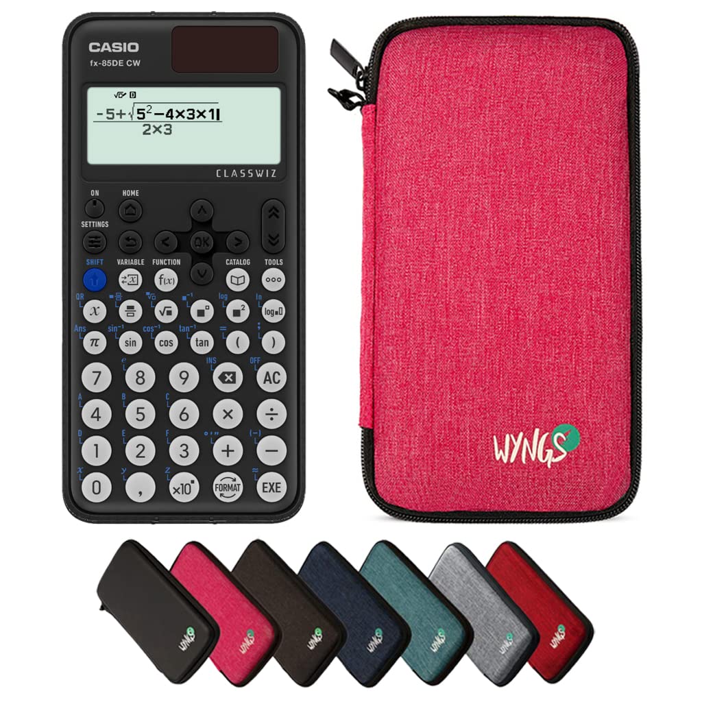 CALCUSO Sparpaket: Casio FX-85DE CW ClassWiz technisch-wissenschaftlicher Schulrechner + WYNGS Schut