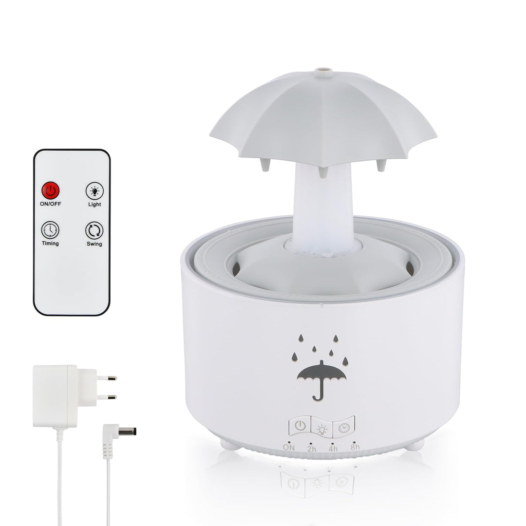 Regenschirm Luftbefeuchter 300ml, Rotierender Luftbefeuchter mit 7 Farbe Licht, Nachtlicht Schlafzim