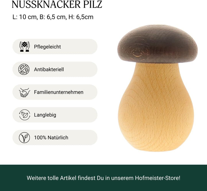 HOFMEISTER® Nussknacker - Buchenholz - ca. 10 cm hoch - leichtes Knacken von Nüssen - mit Schraubgew