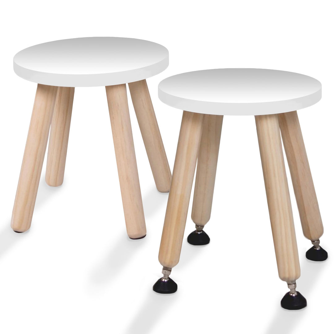 Cateam Tritthocker aus Holz für Kinder und Kleinkinder – 2er-Set – Weiss – Kinderhocker mit ausziehb