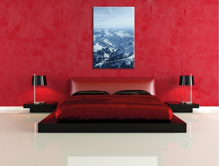 Pixxprint Alpen, Format: 100x70 auf Leinwand, XXL riesige Bilder fertig gerahmt mit Keilrahmen, Kuns