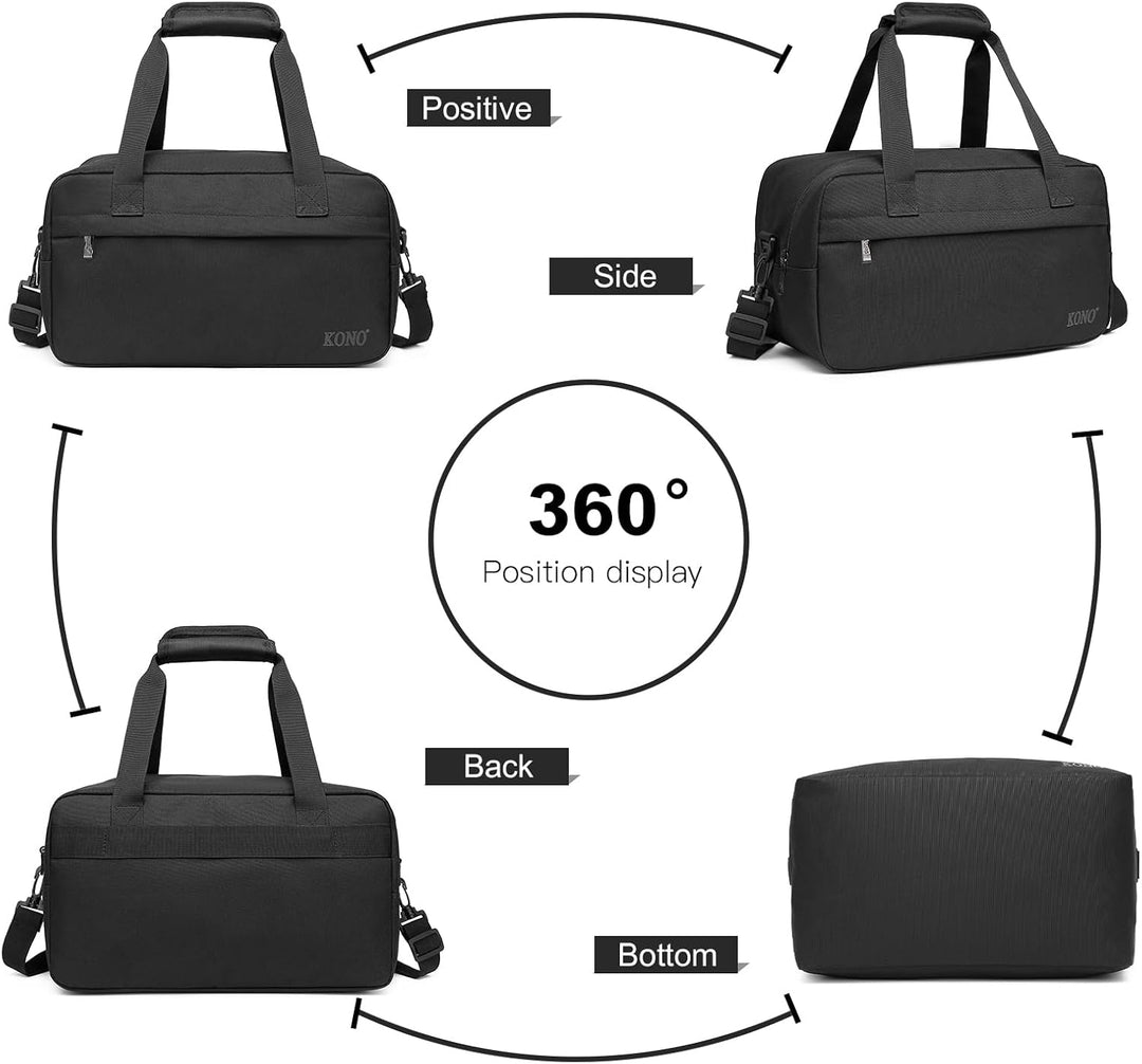 Kono Reisetasche Weekender Tasche Ryanair Handgepäck Unisex Gym Wochenendtasche L(55x35x25cm) Schwar