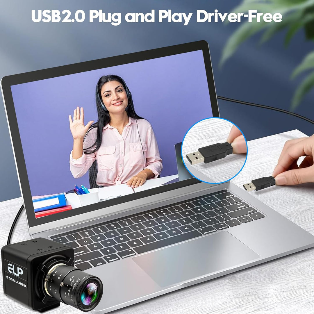ELP 16MP HD USB-Kamera 2,8–12 mm 4-Fach optischer manueller Zoom CS-Mount-Objektiv, hohe Auflösung f