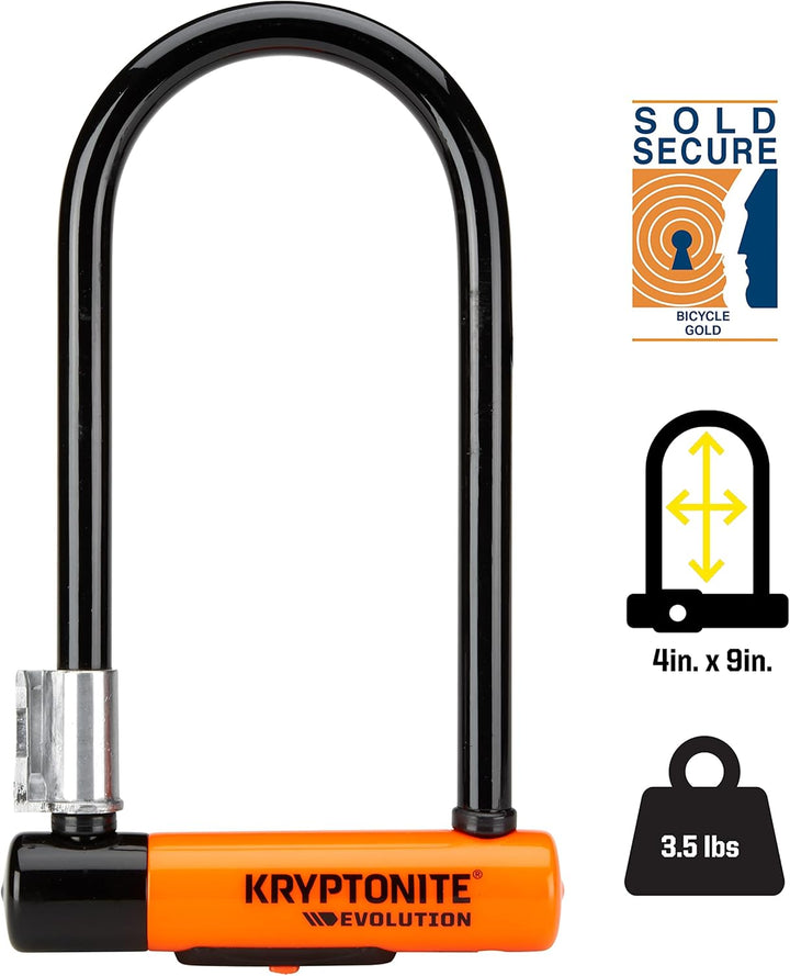 Kryptonite 2130 Evolution Standard Fahrradschloss, Orange, 10 x 22,9 cm, Schwarz/ orange Single, Sin