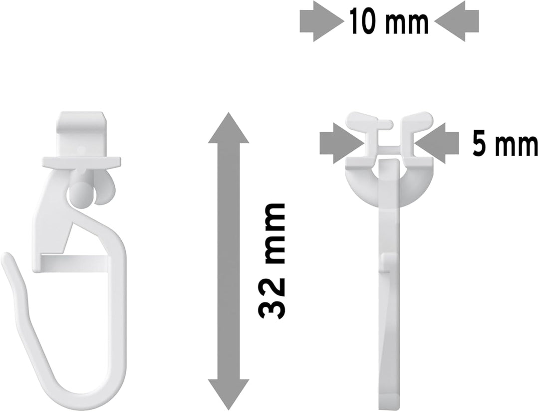 INTERDECO Dreh-Gleiter Drehfix für Innenlaufstangen/Innenlauf Gardinenstangen (300 Stück)