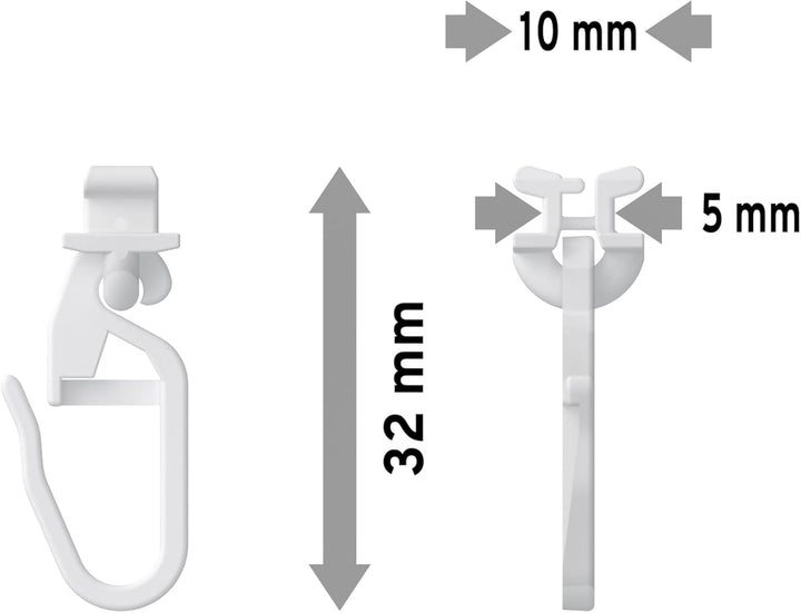INTERDECO Dreh-Gleiter Drehfix für Innenlaufstangen/Innenlauf Gardinenstangen (300 Stück)