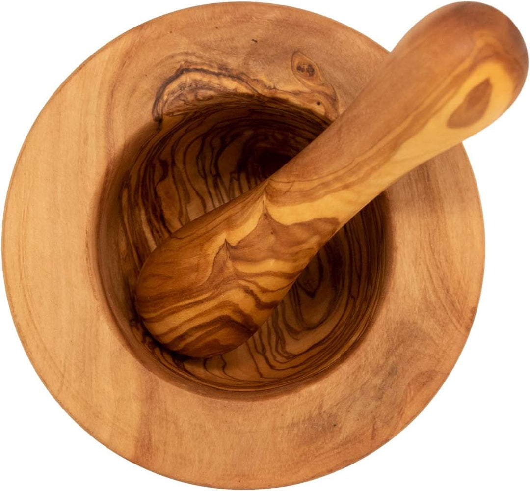 Benera Mörser und Stössel Set aus Olivenholz ca. 12 cm Durchmesser