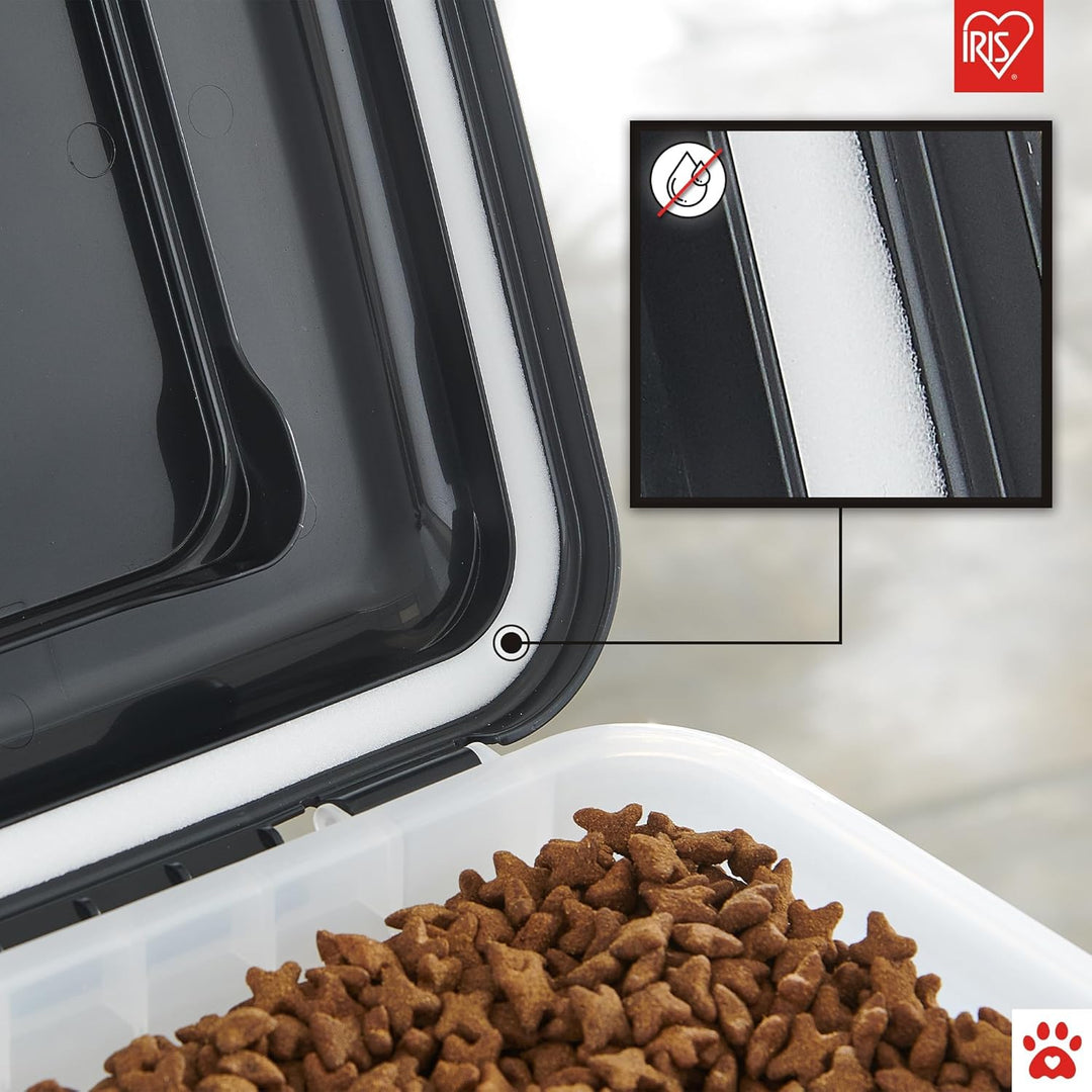 Iris Ohyama Hundefutter Aufbewahrung mit Rollen, 45L+20L, Schwarz, Luftdichte Futterbox, Trockenfutt
