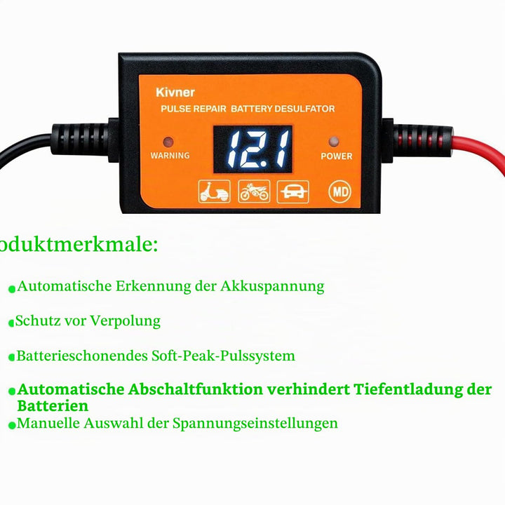 Batteriepulser 12V/24V/36V/48V Automatik - Bleiakku Regenerator &amp; Desulfatierer für Auto, Motorrad,