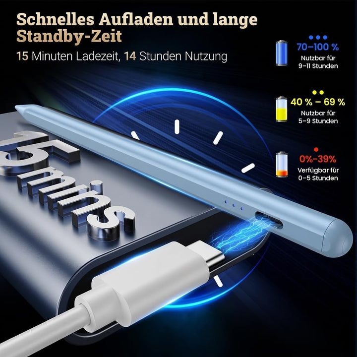 BAZO Stift für iPad Apple - 2018-2024 Pencil 2.Generation Schnellladeleistung Palm Rejection Neigung