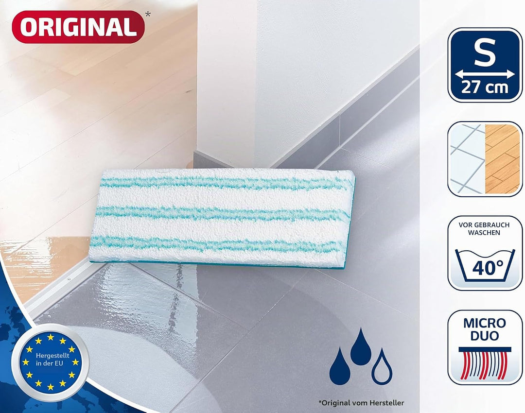 Leifheit Original Wischpad Picobello M Micro Duo Wischbezug für Glatte Böden, Wischer Bezug aus Mikr