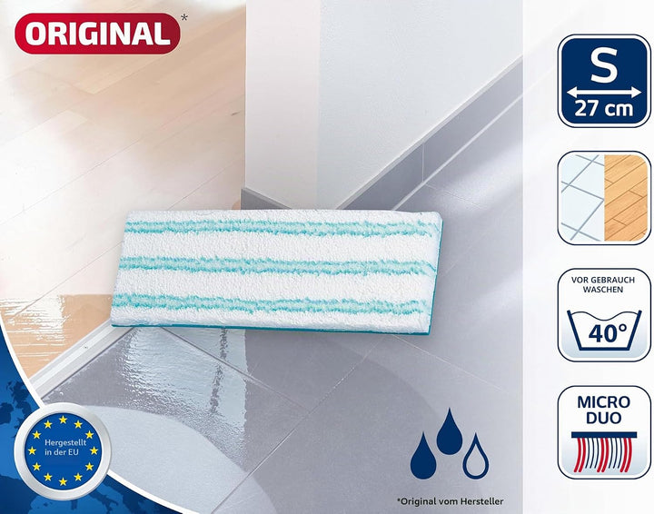 Leifheit Original Wischpad Picobello M Micro Duo Wischbezug für Glatte Böden, Wischer Bezug aus Mikr