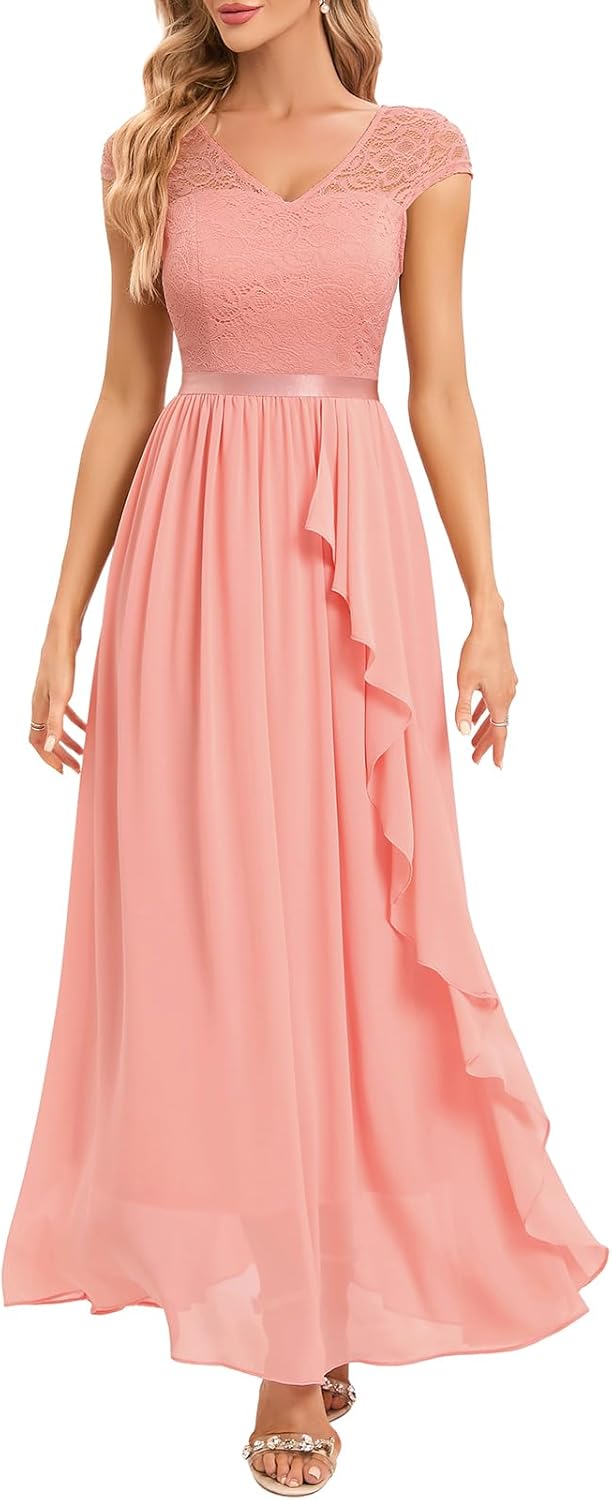 Gardenwed Damen Spitzen Abendkleid Elegant Cocktailkleid Ballkleid Brautjungfernkleider für Hochzeit