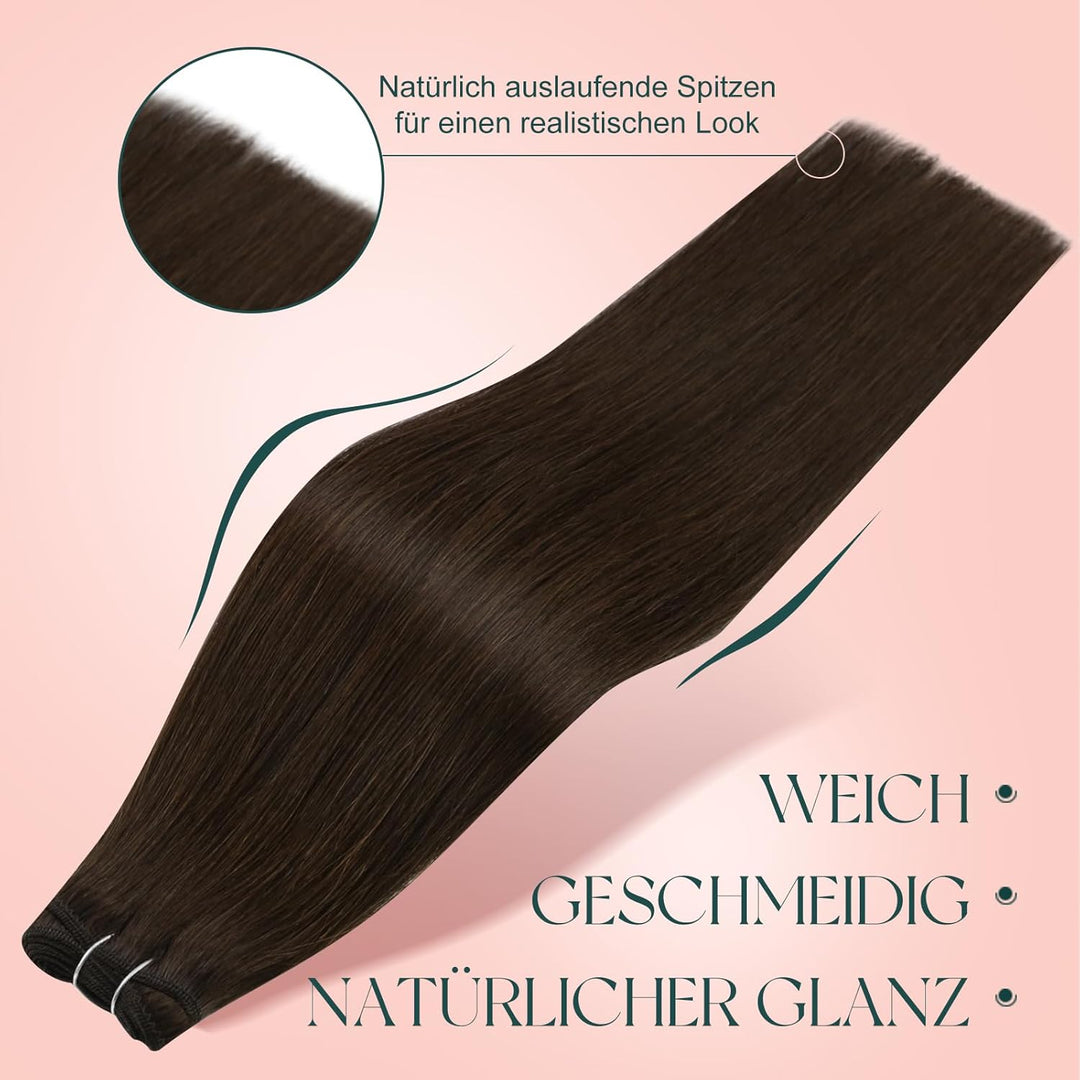 Easyouth Tressen Echthaar Extensions Braun Haartressen Echthaar Dunkelstes Braun Echthaar Tressen Ex