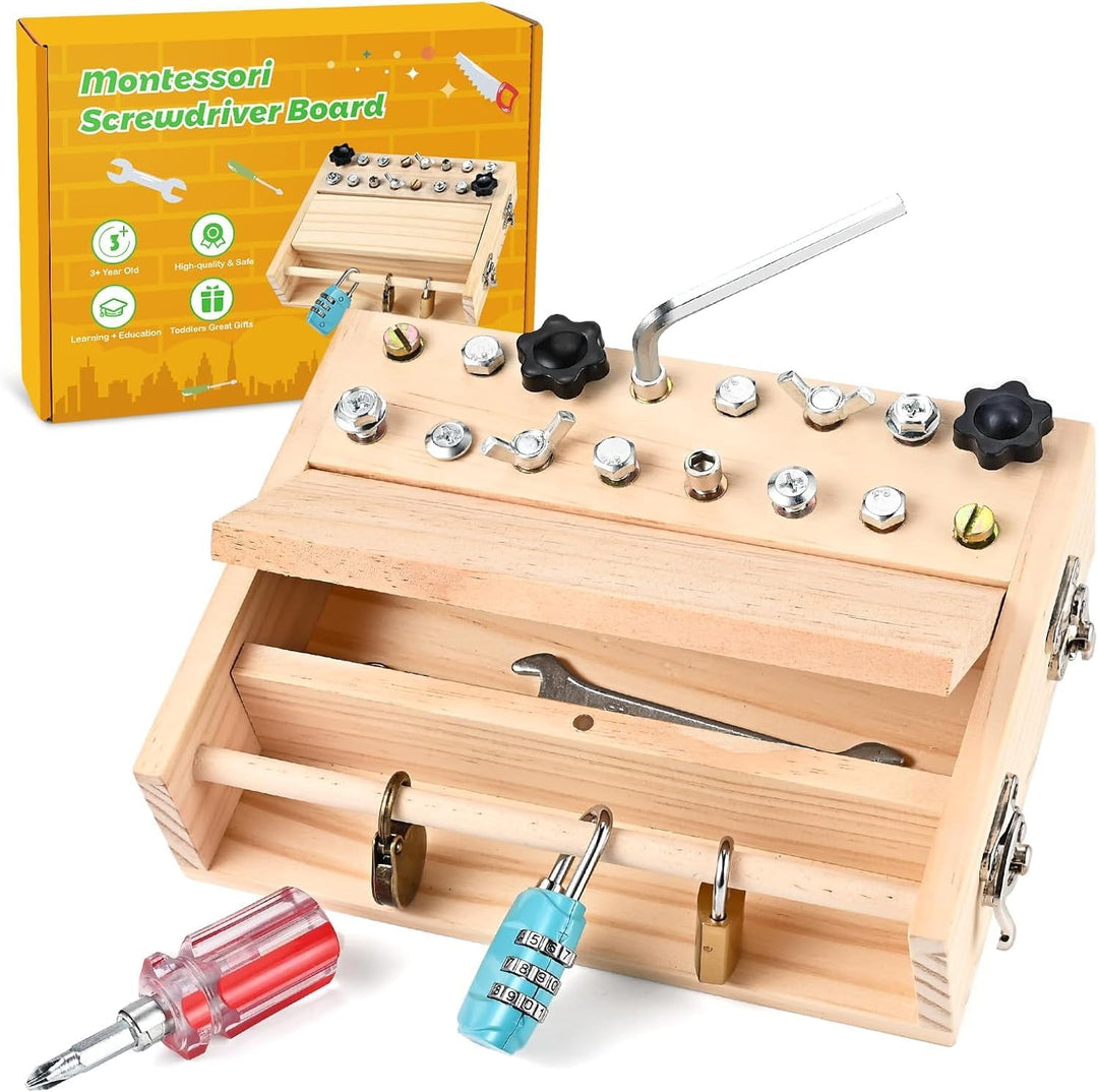 Montessori Schraubendreher Set,Holz Schraubbrett Motorikspielzeug Holzspielzeug ab 3 4 5 Jahre,Schra