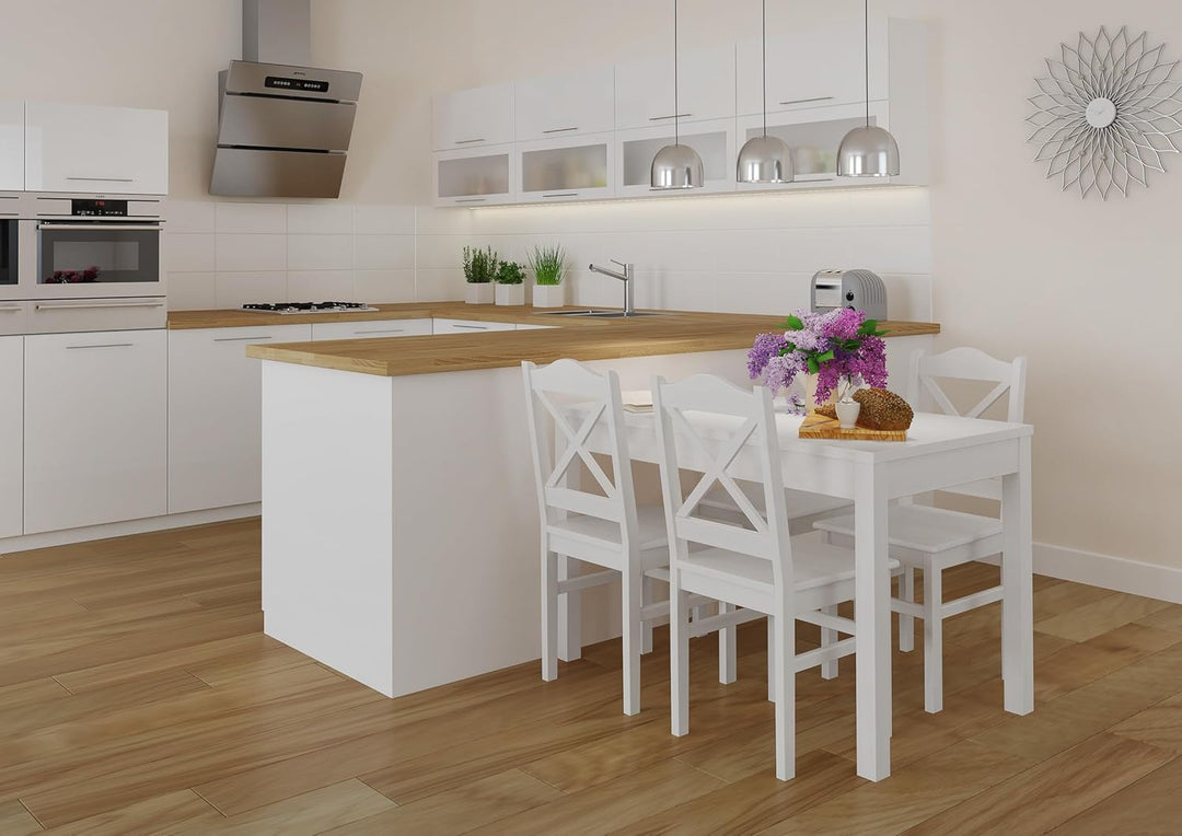 Erst-Holz Weisser schmaler Esszimmertisch aus Kiefer massiv 70x120 cm wählbares Tischbein-Design V-9