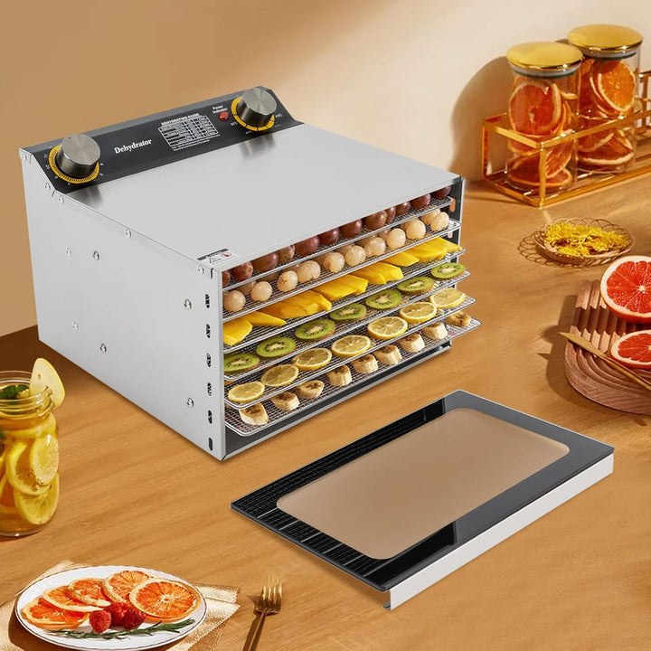 Dörrautomat,6-Trays Lebensmittel-Trocknungsmaschine Edelstahl Lebensmitteldehydrator 400w 30-90℃,Für