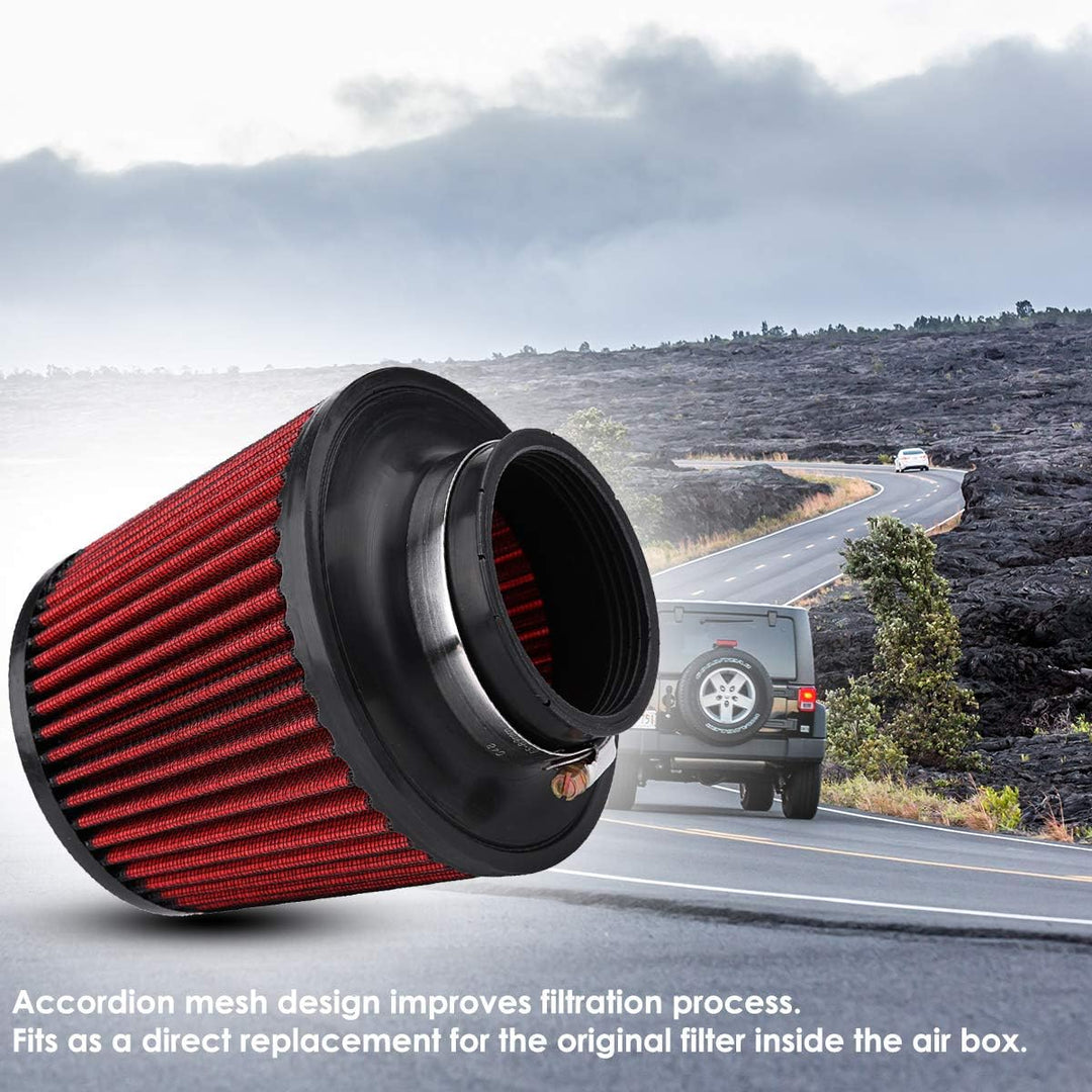 Esenlong Universal Car Modification High Flow Einlass Lufteinlass Rundkegel Luftfilter Reiniger 76Mm