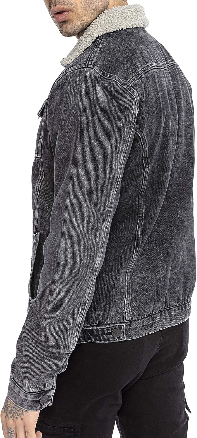 Redbridge Jeansjacke für Herren Jacke Denim Gefüttert Winter Herbst Übergangszeit L Schwarz, L Schwa