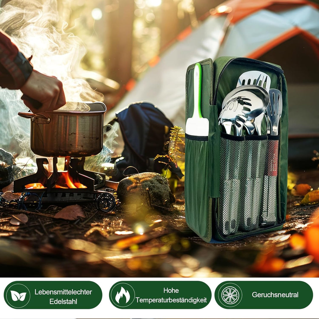 Camping Küchenhelfer Set mit wasserdichte Tasche für Camping Kochgeschirr,Camping Geschirr,Klein und